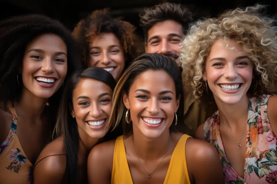 Smartphone affichant une conversation de groupe entre amis sans informations lisibles