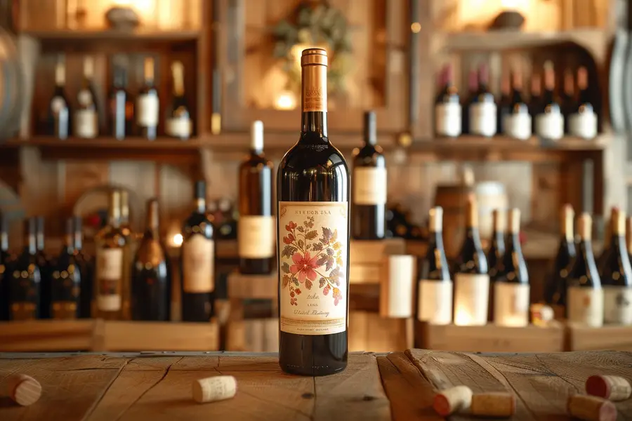 Rayon de vins organisé pour une foire en supermarché français