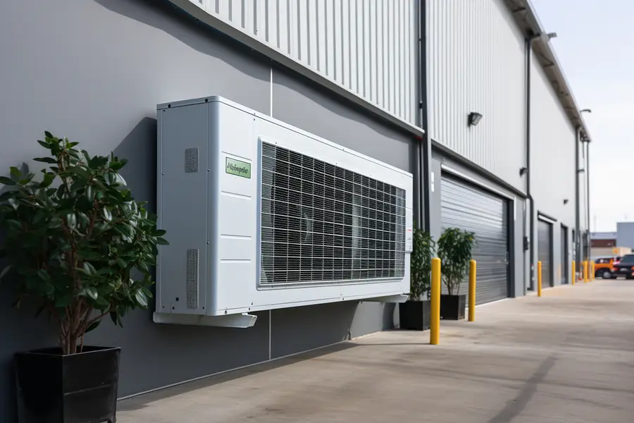 Garage aménagé et isolé avec unité de climatisation murale discrète