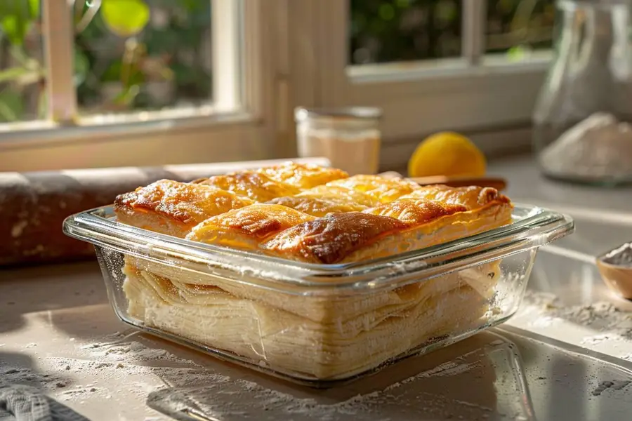 Disques de pâte brisée maison emballés avant réfrigération et congélation