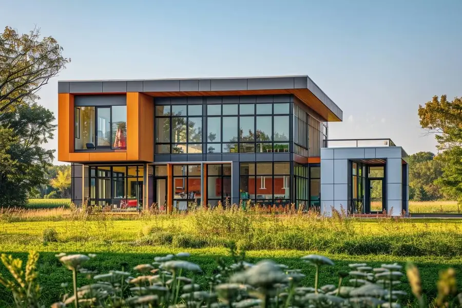 Habitants réunis dans un tiers-lieu rural lumineux et polyvalent