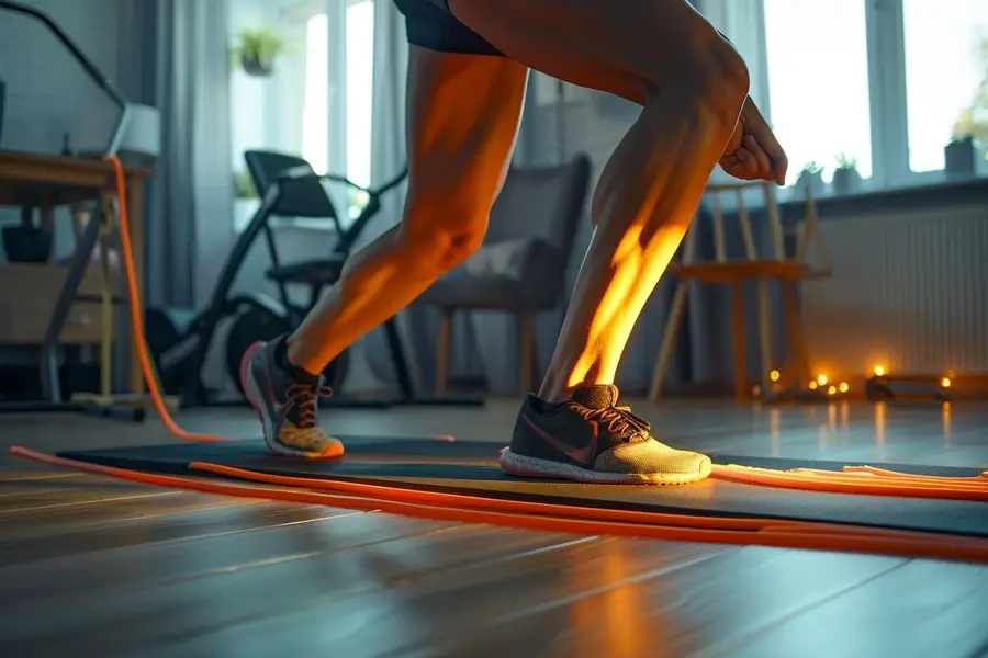 Personne réalisant une extension de genou assise sur une chaise stable