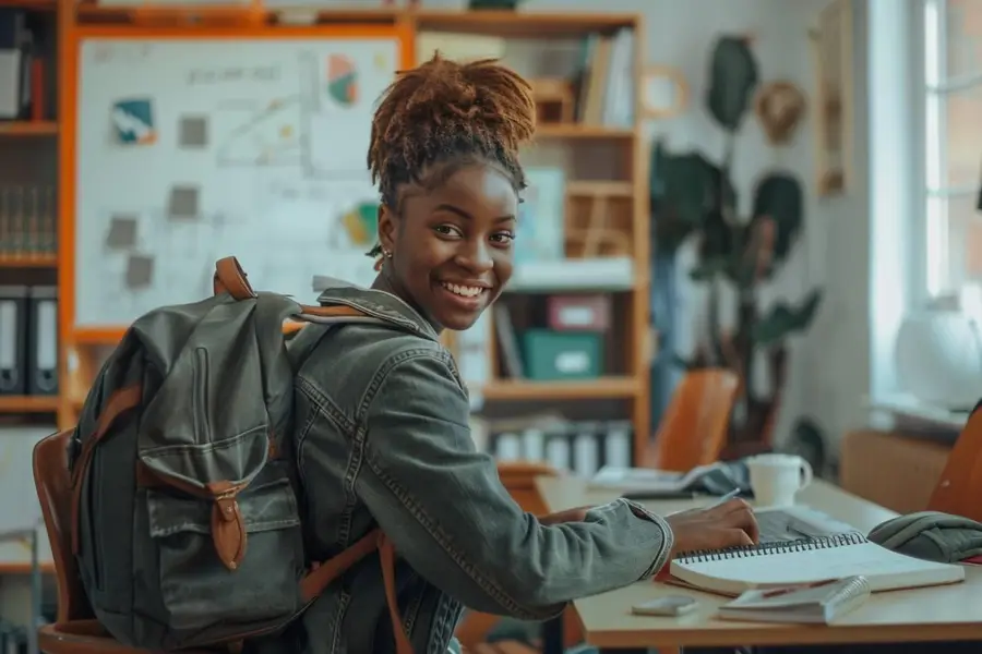 Adolescent organisant ses devoirs avec un adulte à domicile