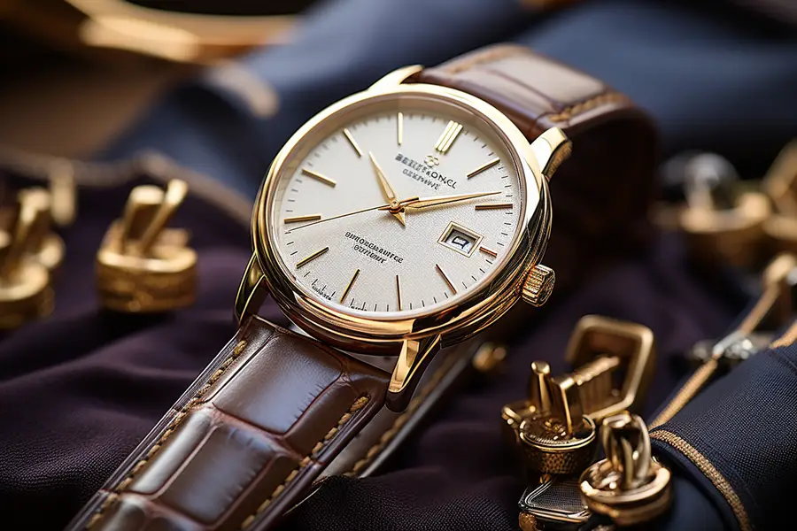 Outils d’horlogerie près d’une montre sur tapis protecteur