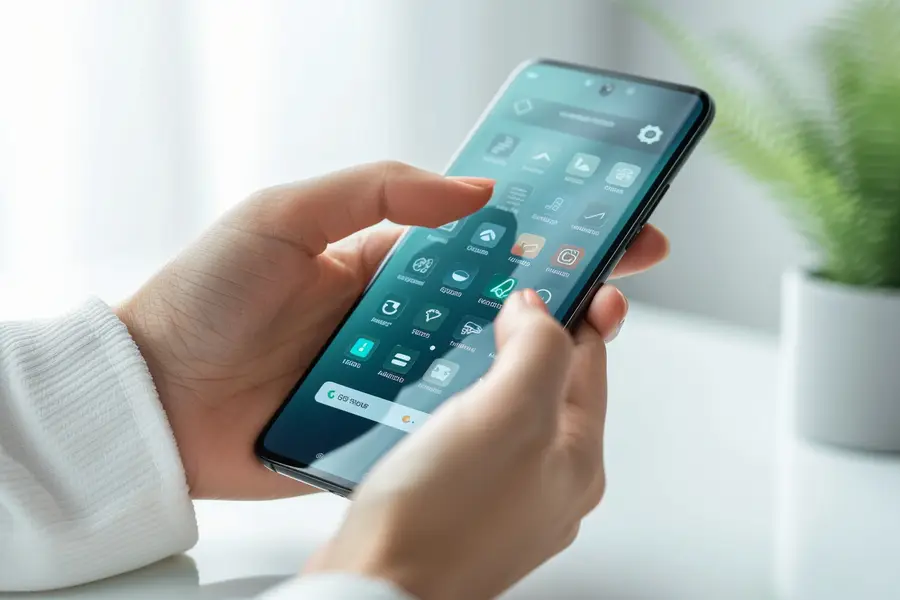 Smartphone affichant des réglages réseau mobile et messagerie MMS