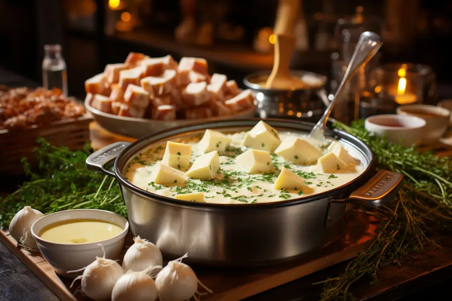 Cocotte de blanquette de veau crémeuse avec carottes et champignons