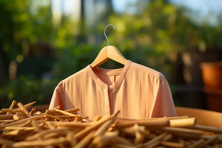 Mètre ruban et chemise en coton posés sur table