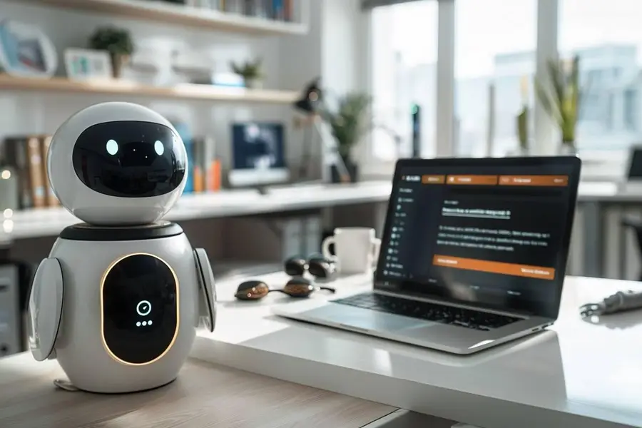 Conseillère analysant un ticket transmis par un chatbot sur écran
