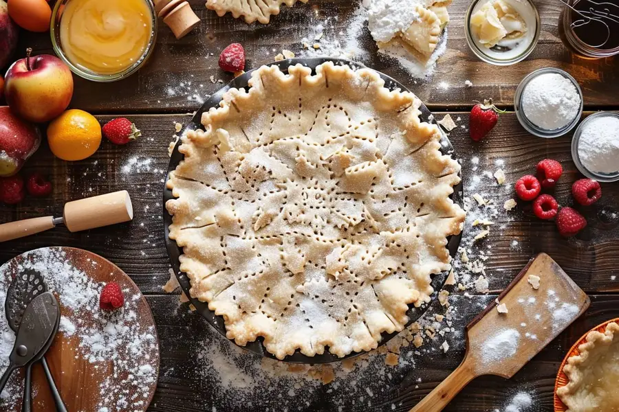 Tarte aux pommes dorée préparée dans un fond de tarte congelé