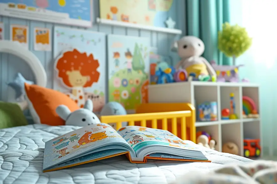 Parent et enfant lisant un livre documentaire à volets ensemble