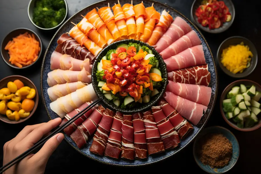 Voyageur vérifiant des ingrédients alimentaires sur un marché asiatique