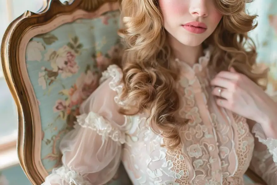 Chignon bas souple avec tresse et barrette délicate sur cheveux ondulés