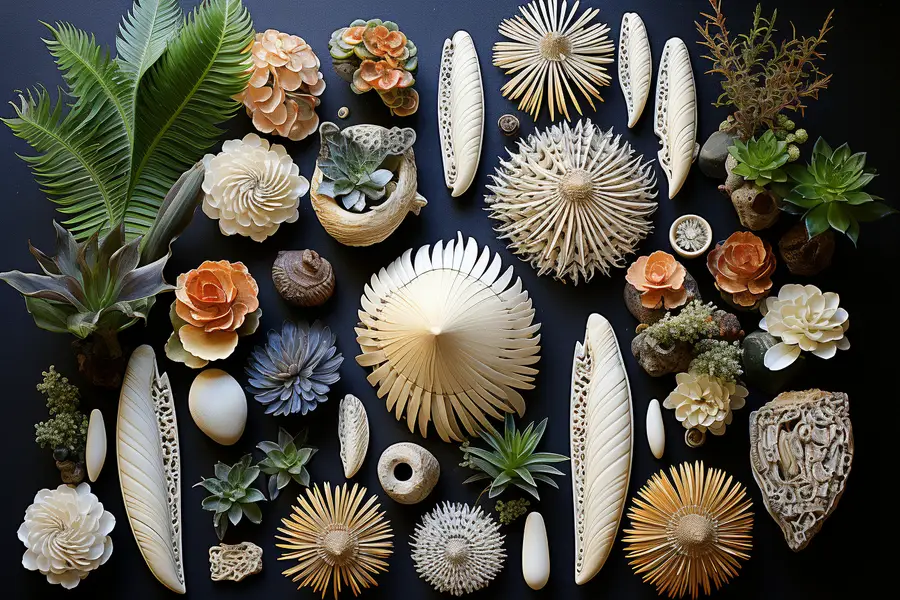 Mobile de jardin en bois patiné et perles de verre recyclé