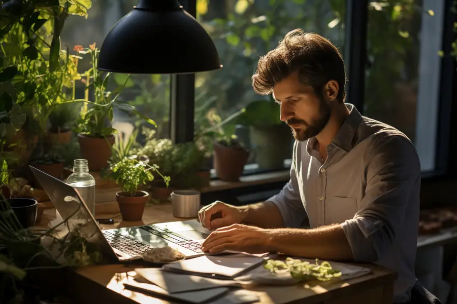 Épargnant consultant un portefeuille d’actions sur ordinateur portable