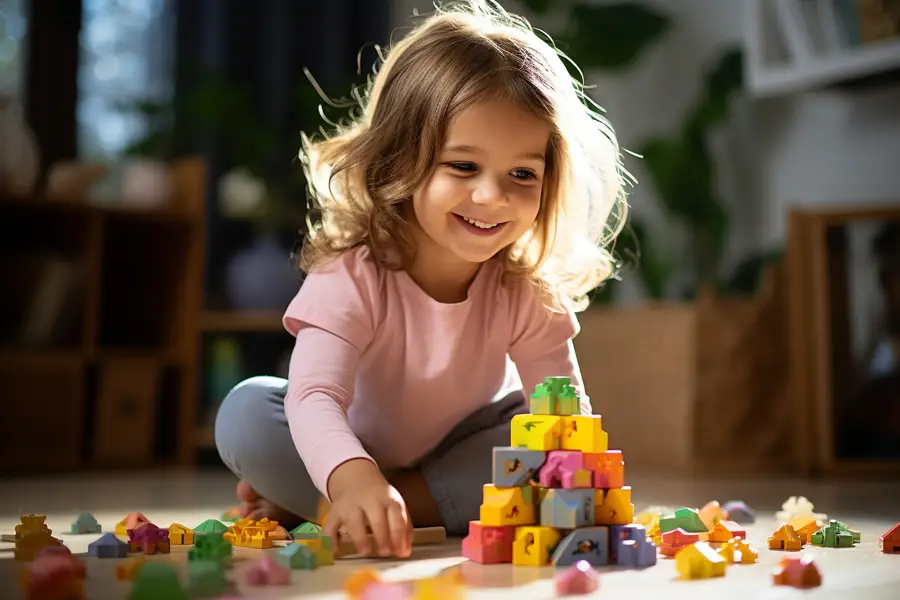 Parents et nounou vérifiant des documents d’assurance dans un salon familial