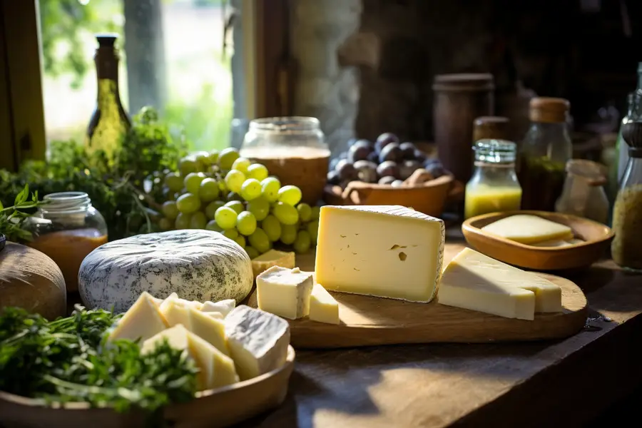Fromage frais maison égouttant dans une étamine au-dessus d’un saladier