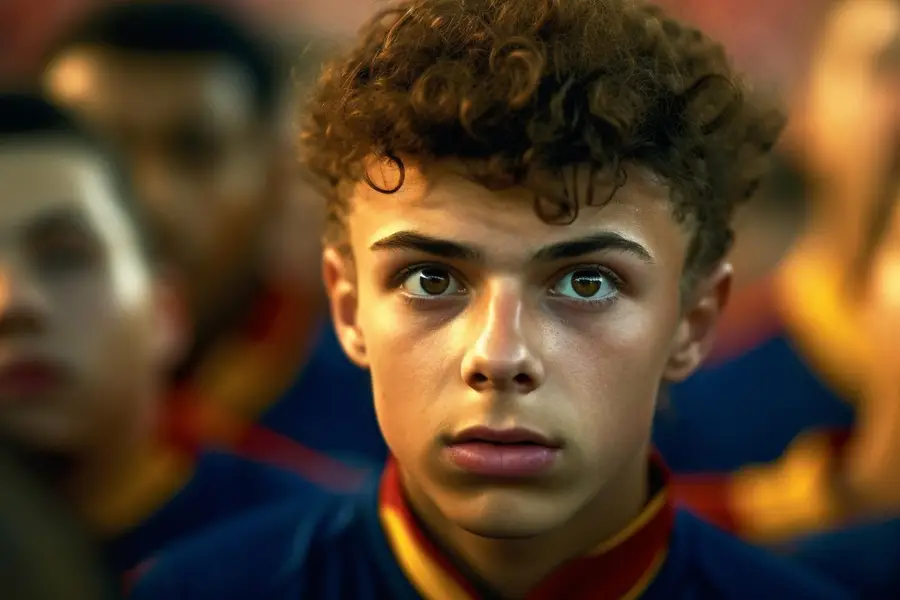 Jeunes footballeurs disputant un match international dans un grand stade
