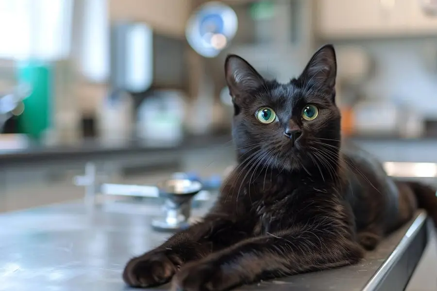 Vétérinaire examinant un chat pendant une consultation préventive en France