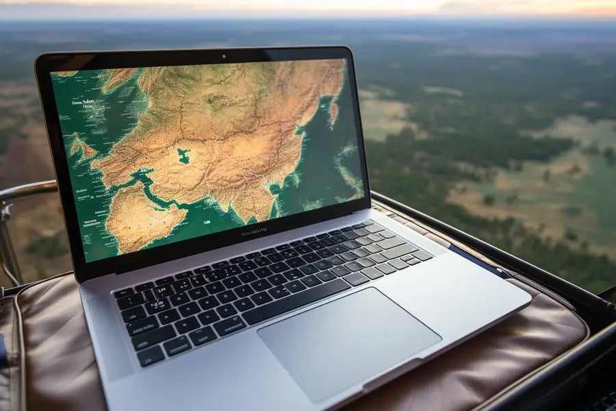 Voyageur comparant des vols vers l’Asie sur un ordinateur portable