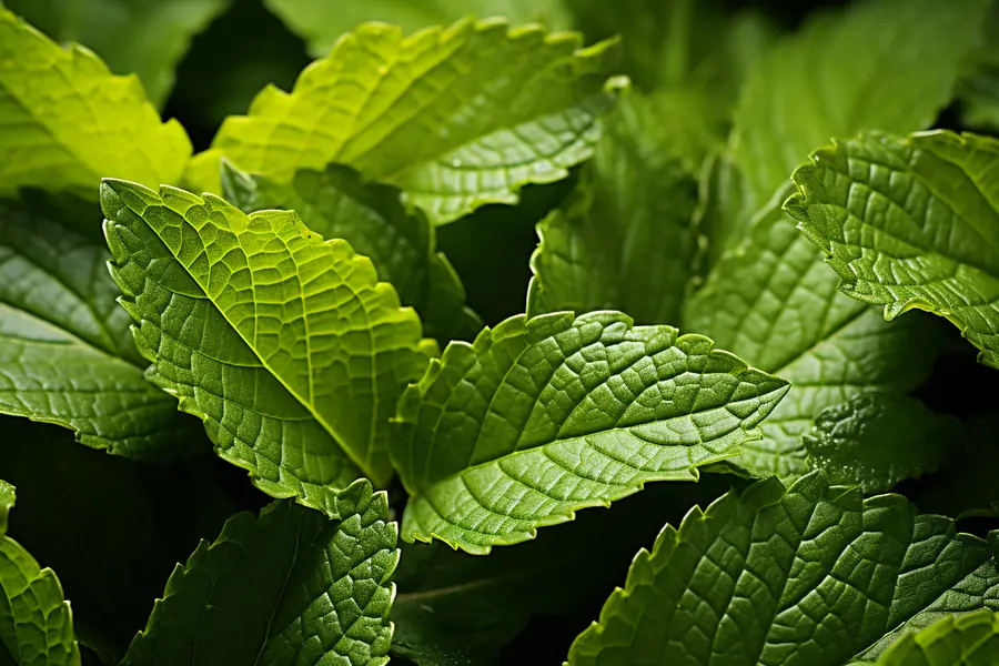 Tasse de tisane de mélisse près d’un lit apaisé