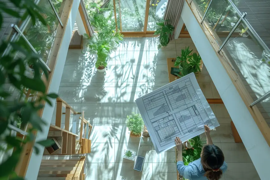 Maison française en rénovation avec isolation extérieure et artisans au travail