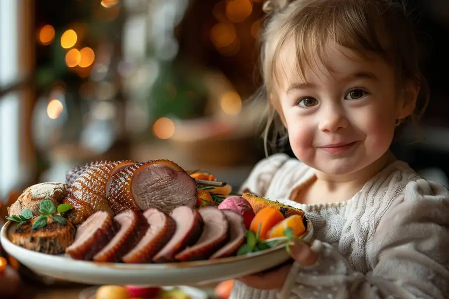 Tranches de magret fumé sur planche avec thermomètre de cuisine