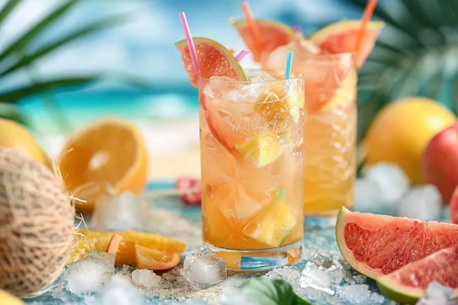 Carafe de limonade maison, fruits frais et verres glacés d’été