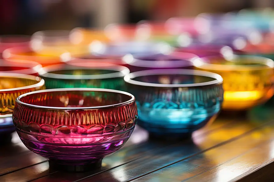 Main décorant un verre transparent avec peinture spéciale verre