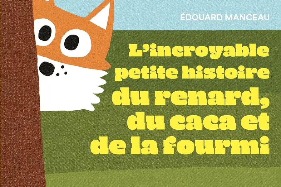 Album jeunesse illustré avec renard et fourmi dans une clairière