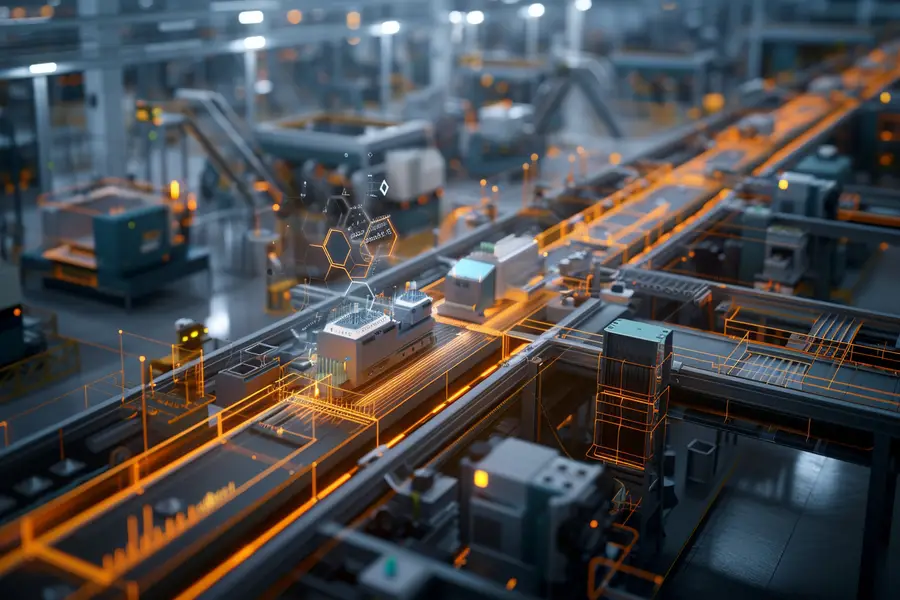 Responsable d’atelier consultant un planning de production devant des machines