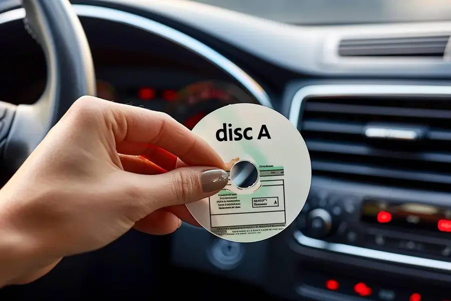 Disque A visible à l’arrière gauche d’une voiture