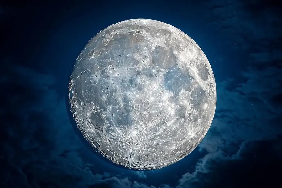 Pleine Lune lumineuse au-dessus d’un paysage français au crépuscule