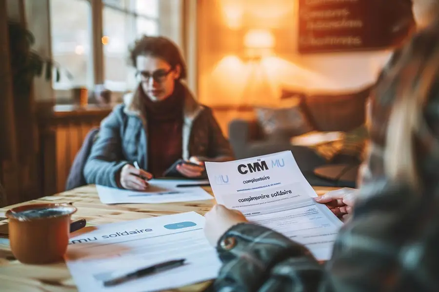 Carte Vitale, attestation CSS et documents de remboursement sur une table