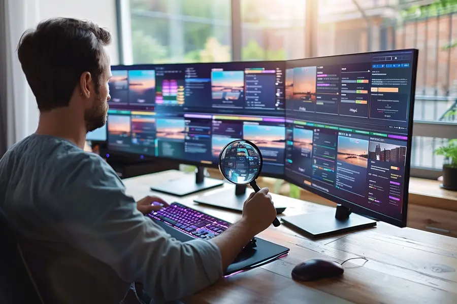 Personne comparant des simulations de crédit sur ordinateur portable