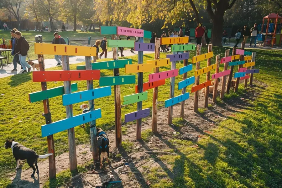 Jeune chien attentif dans un parc français au printemps