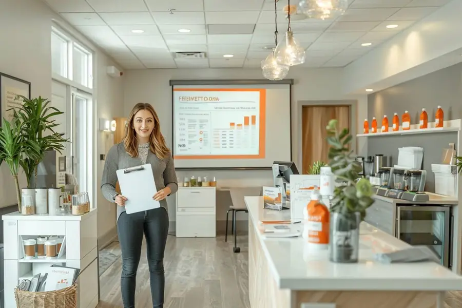 Future franchisés suivant une formation pratique dans un commerce sans enseigne visible