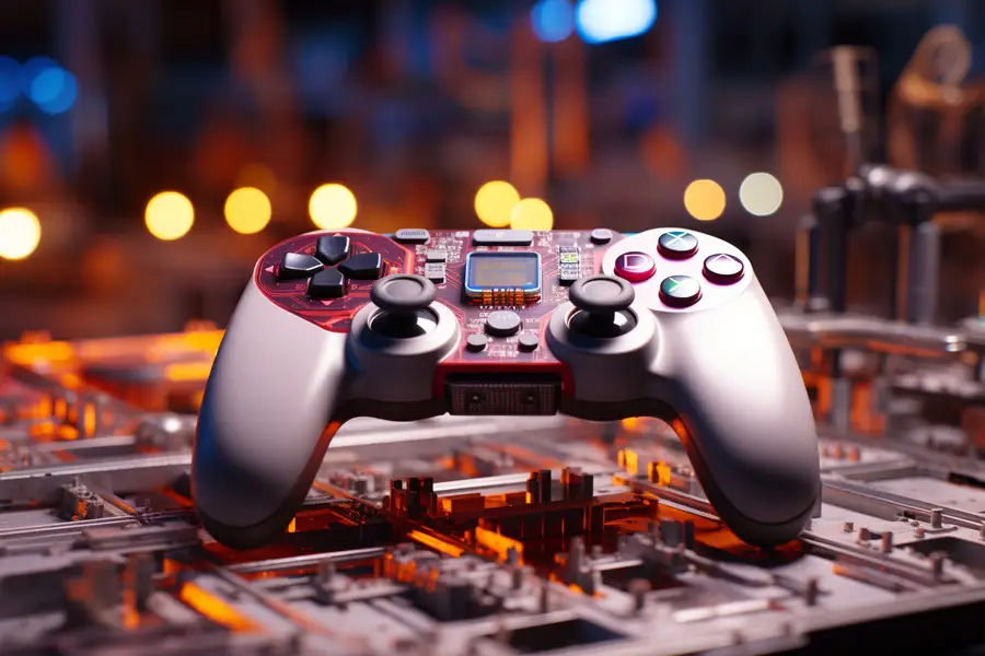 Manette DualShock 4 reliée à une console PS4 par câble USB