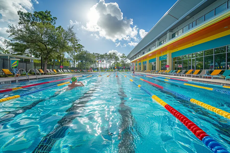 Professeur de natation observant un élève adulte dans une piscine municipale